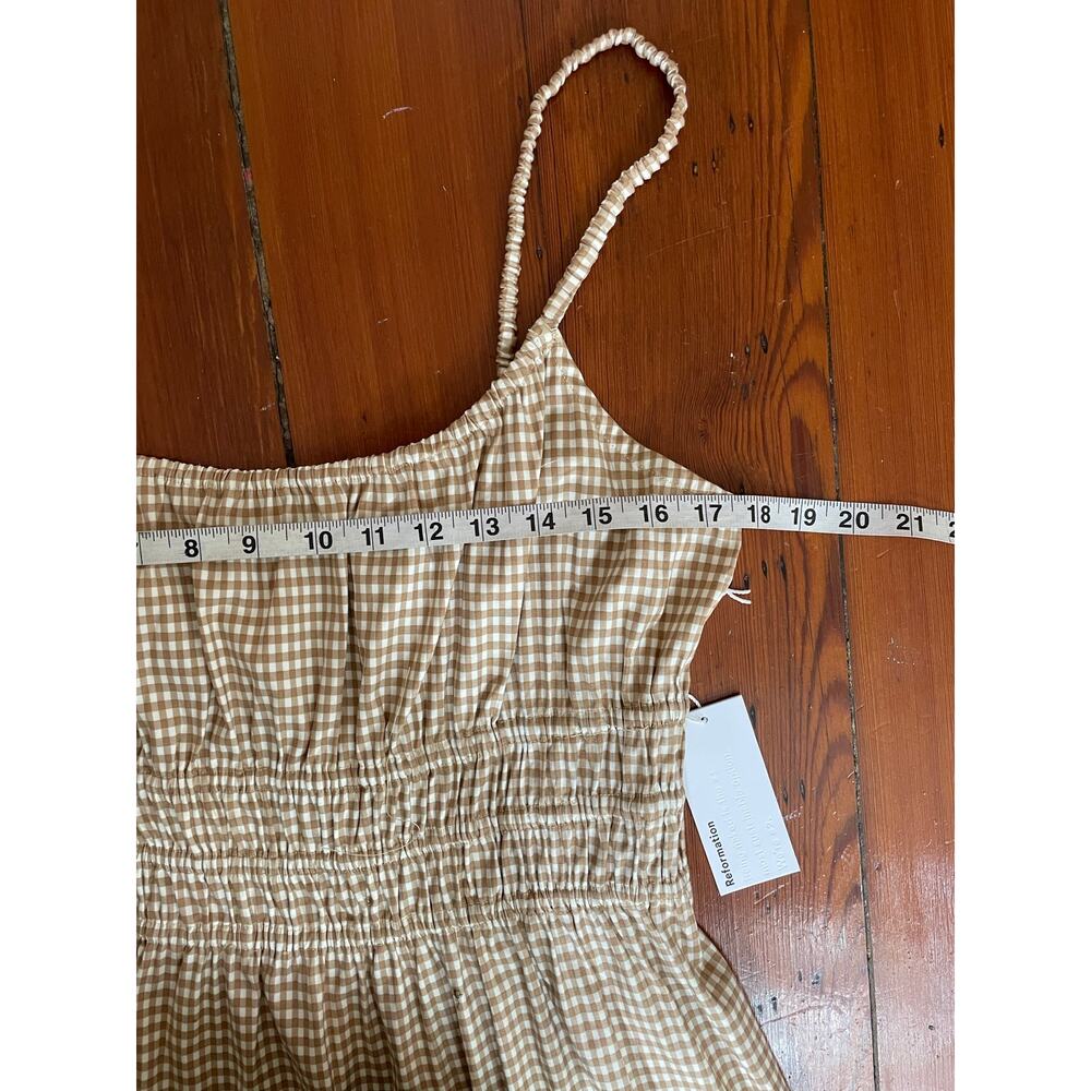 Reformation Kathleen NWT XL Gingham Sundress Organic Cotton Smocked Midi Dress - Picture 10 of 11
